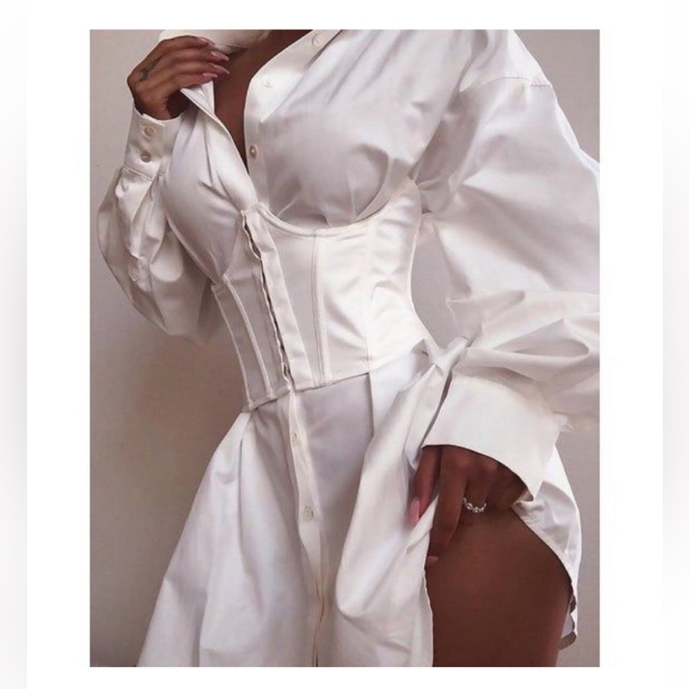 Crisp white corset shirt/dress